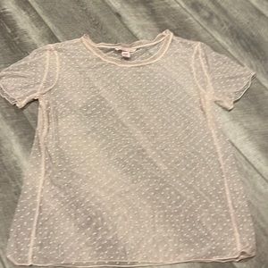 Polka dot see through short sleeve shirt